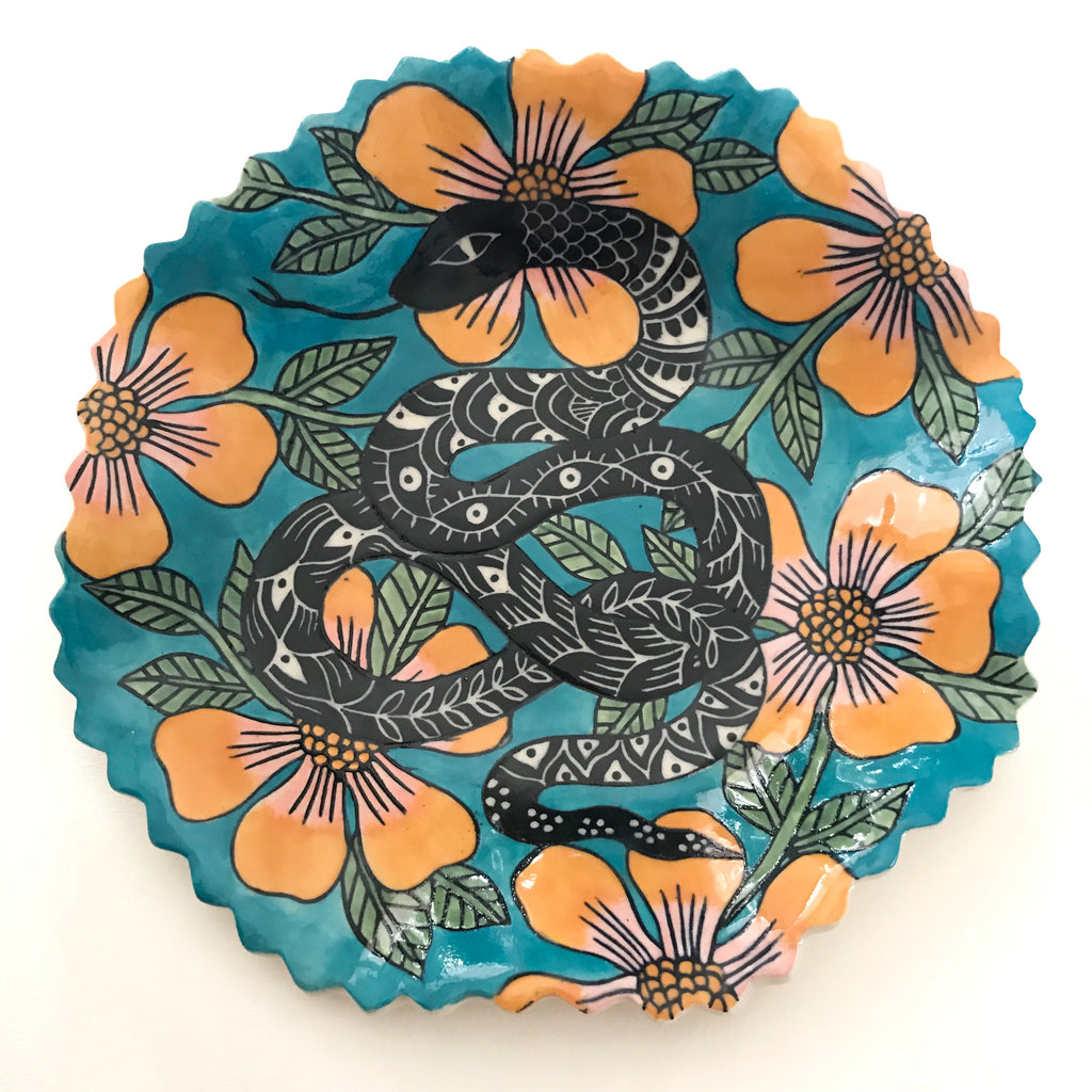 Jennifer Parks - Snake Octagon Plate Ceramic